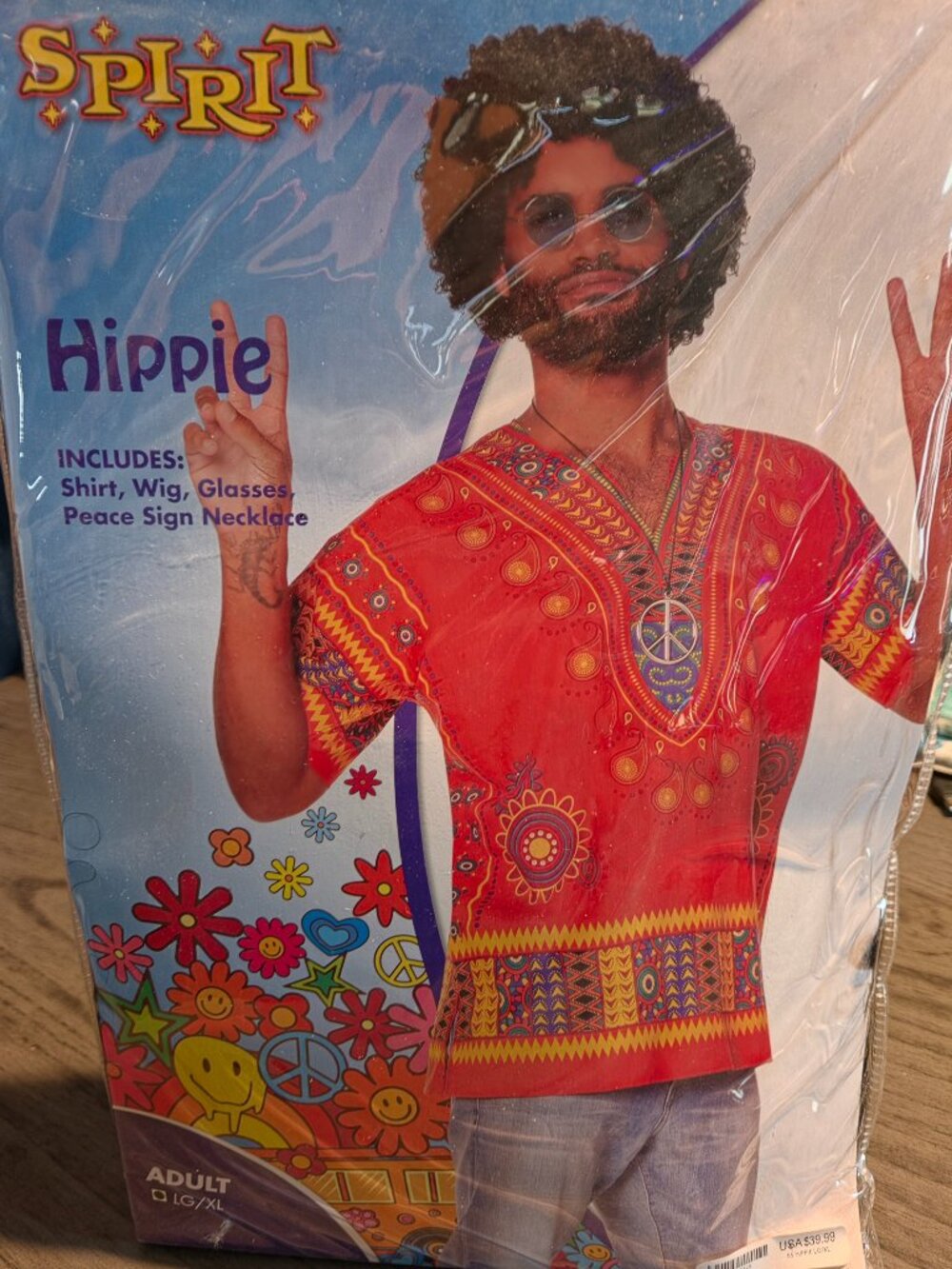 Spirit Halloween Hippie Costume Adult Size Large / Extra Large